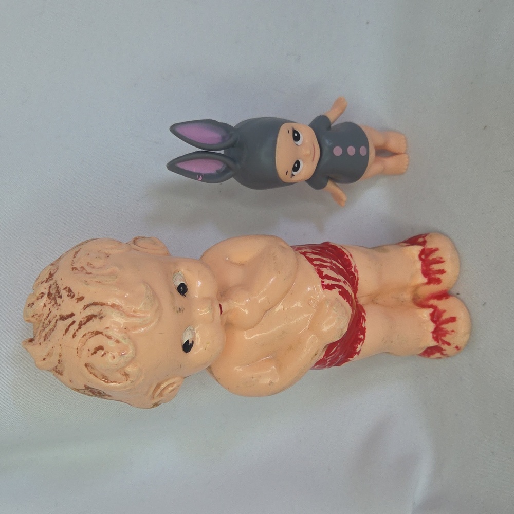 Vintage 1950s Ideal Cutie Full Plastic Kewpie Doll *Fair Condition & Bonus Doll